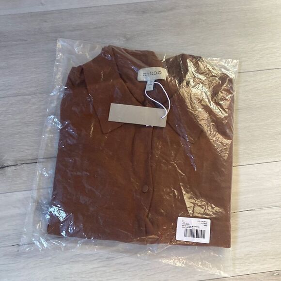 OUT OF STOCK Bando knitted revere collar boxy fit knitted shirt S Tan NWT in pkg - Picture 5 of 8